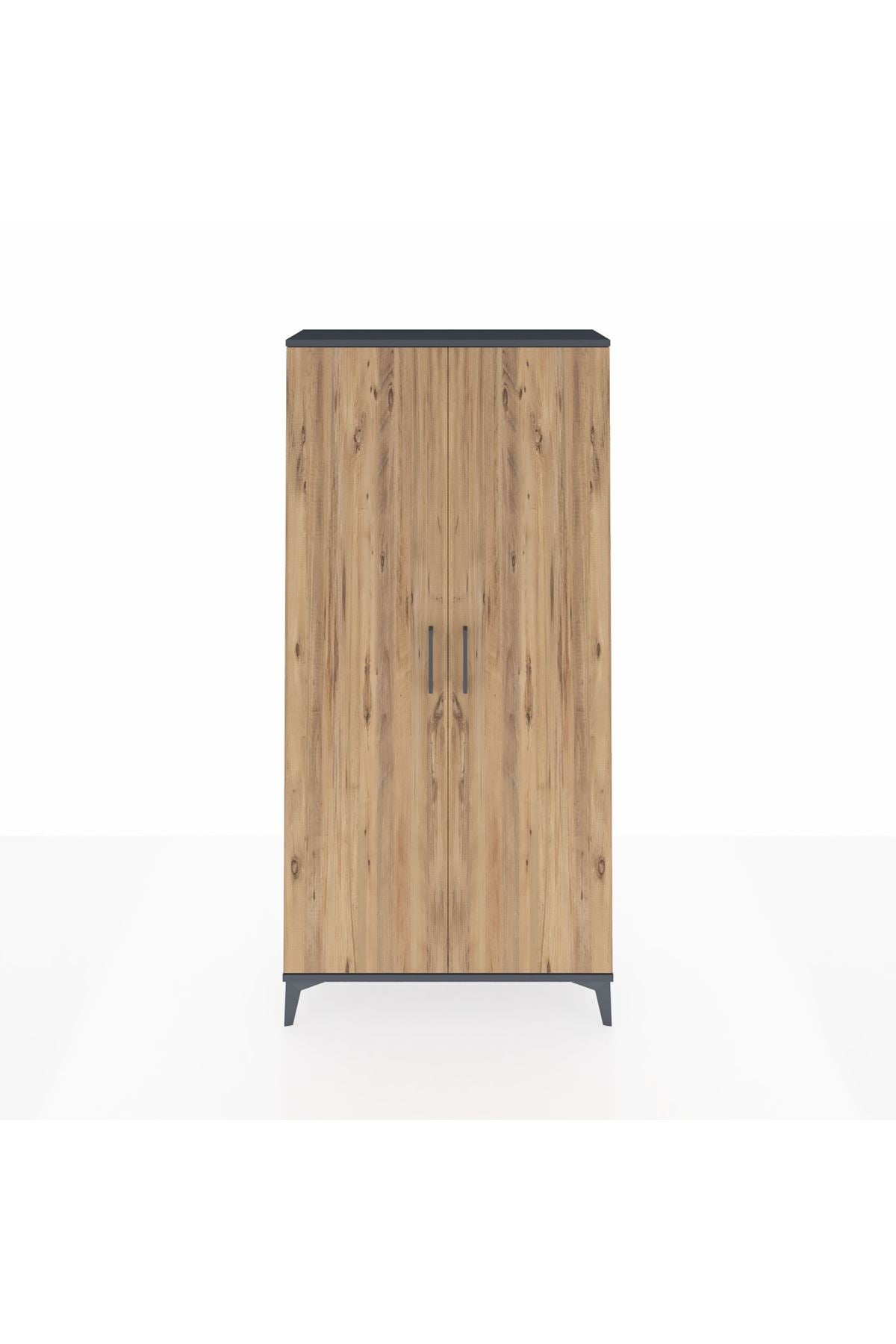 Arges Dolap 4 Raflı 2 Kapaklı 88x30x182 Antrasit-Çam