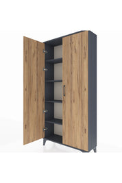 Arges Dolap 4 Raflı 2 Kapaklı 88x30x182 Antrasit-Çam