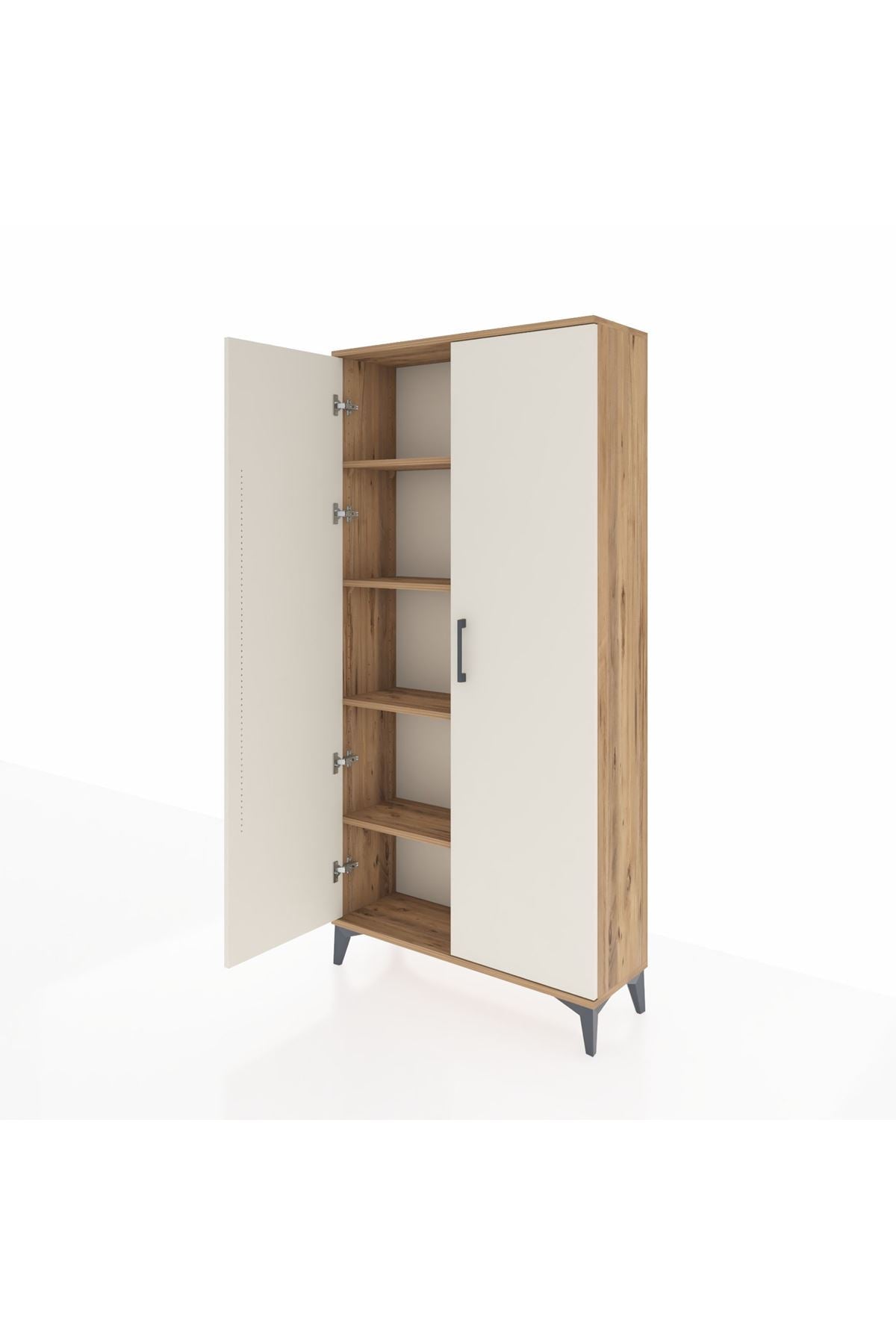 Arges Dolap 4 Raflı 2 Kapaklı 88x30x182 Çam-Aytaşı