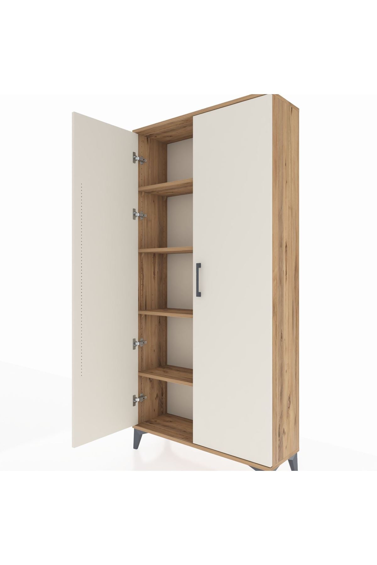 Arges Dolap 4 Raflı 2 Kapaklı 88x30x182 Çam-Aytaşı