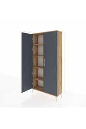 Arges Dolap 4 Raflı 2 Kapaklı 88x30x182 Çam-Antrasit