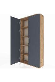 Arges Dolap 4 Raflı 2 Kapaklı 88x30x182 Çam-Antrasit