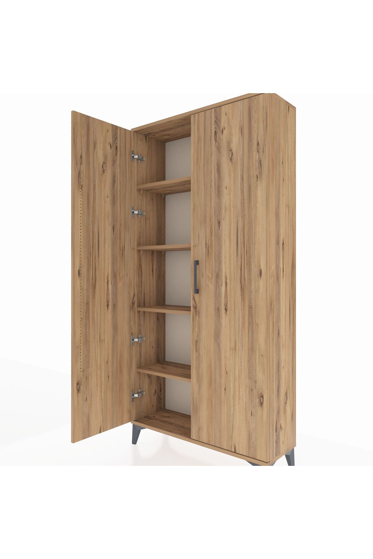 Arges Dolap 4 Raflı 2 Kapaklı 88x30x182 Çam-Çam