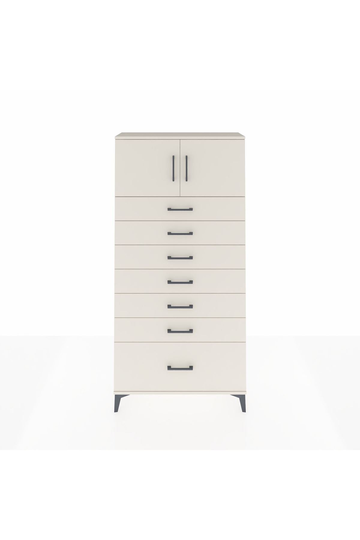 Arges Dolap Tek Raflı 7 Çekmeceli 2 Kapaklı 88x30x182 Aytaşı-Aytaşı