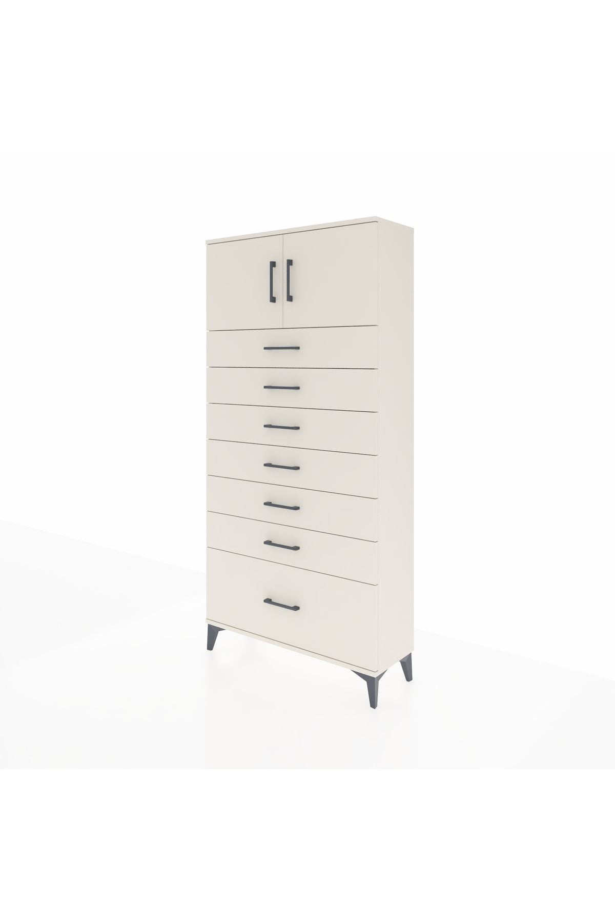 Arges Dolap Tek Raflı 7 Çekmeceli 2 Kapaklı 88x30x182 Aytaşı-Aytaşı