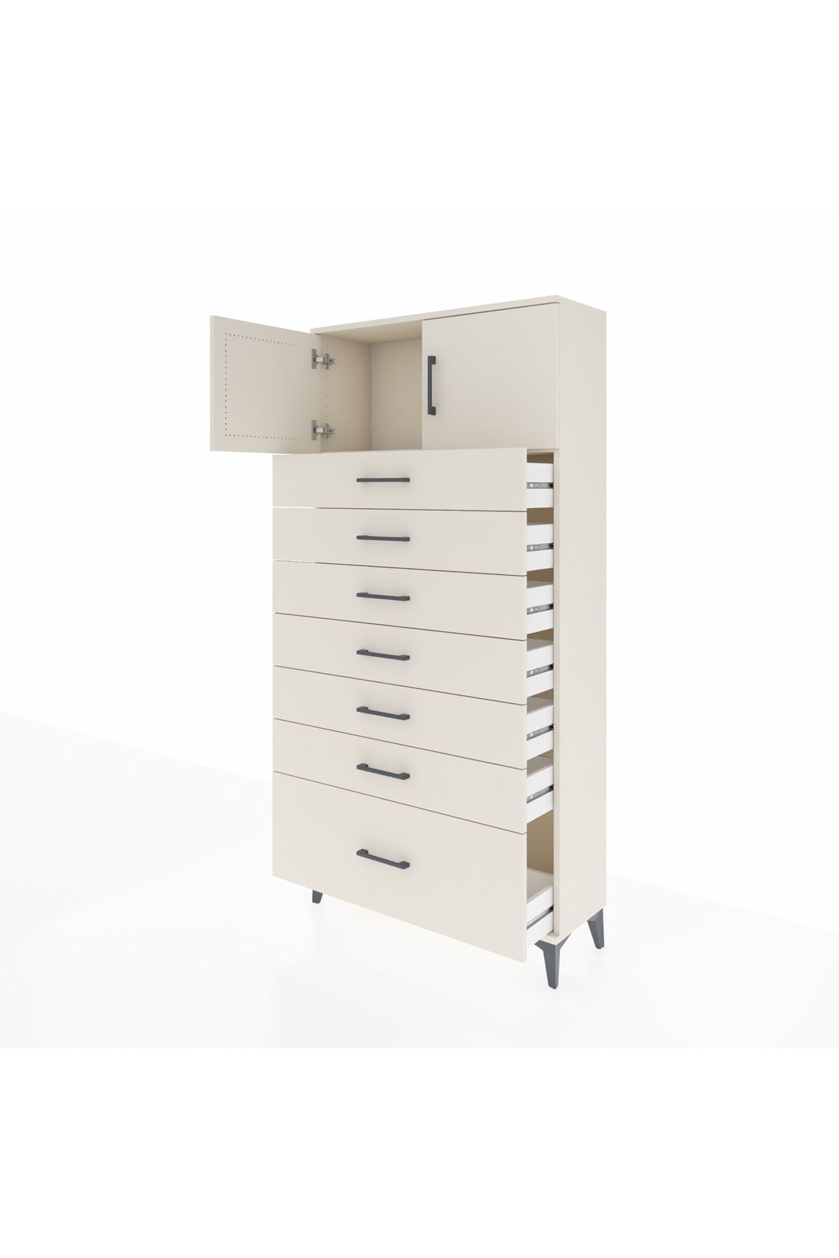 Arges Dolap Tek Raflı 7 Çekmeceli 2 Kapaklı 88x30x182 Aytaşı-Aytaşı