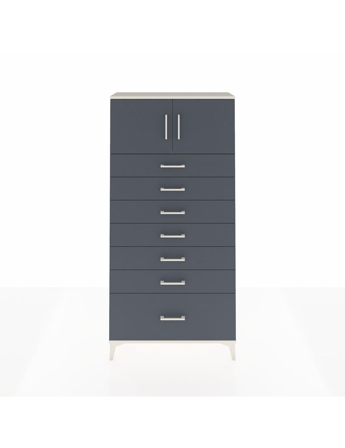 Arges Dolap Tek Raflı 7 Çekmeceli 2 Kapaklı 88x30x182 Aytaşı-Antrasit