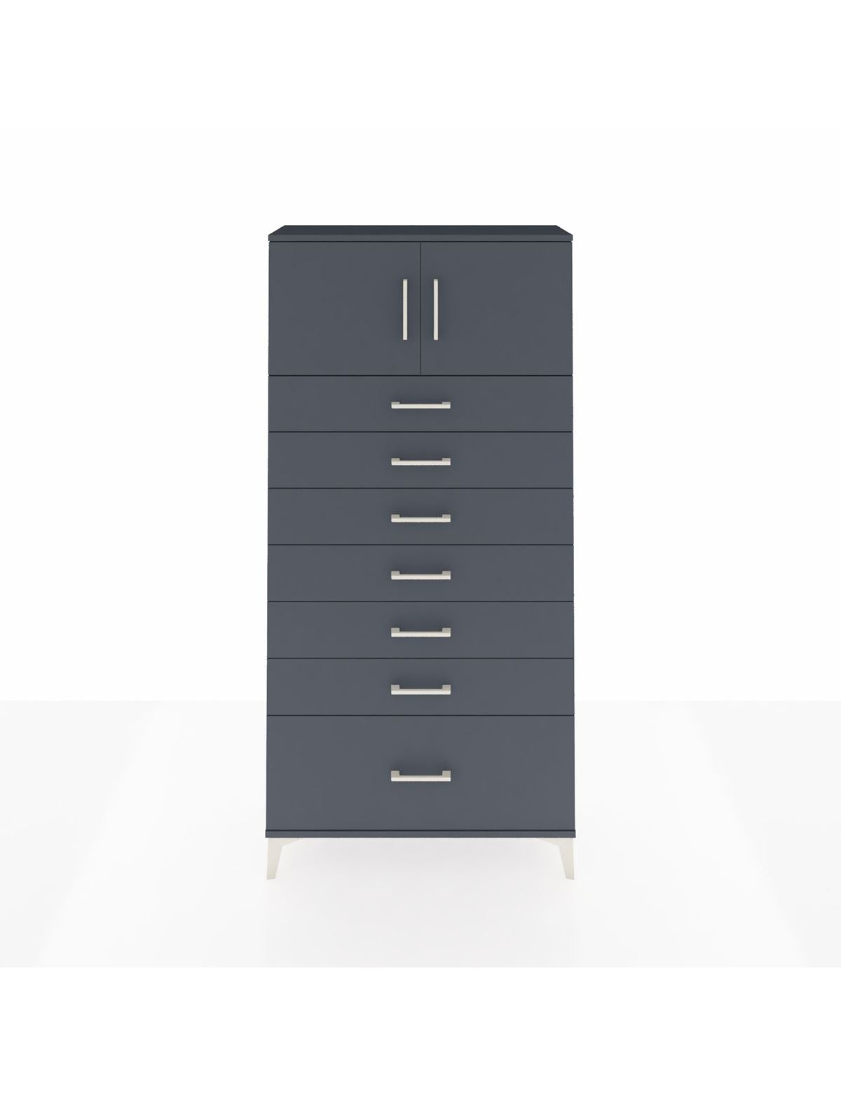 Arges Dolap Tek Raflı 7 Çekmeceli 2 Kapaklı 88x30x182 Antrasit-Antrasit