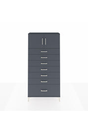 Arges Dolap Tek Raflı 7 Çekmeceli 2 Kapaklı 88x30x182 Antrasit-Antrasit