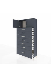Arges Dolap Tek Raflı 7 Çekmeceli 2 Kapaklı 88x30x182 Antrasit-Antrasit