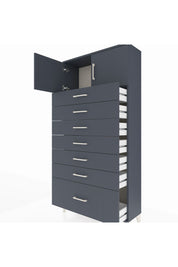 Arges Dolap Tek Raflı 7 Çekmeceli 2 Kapaklı 88x30x182 Antrasit-Antrasit