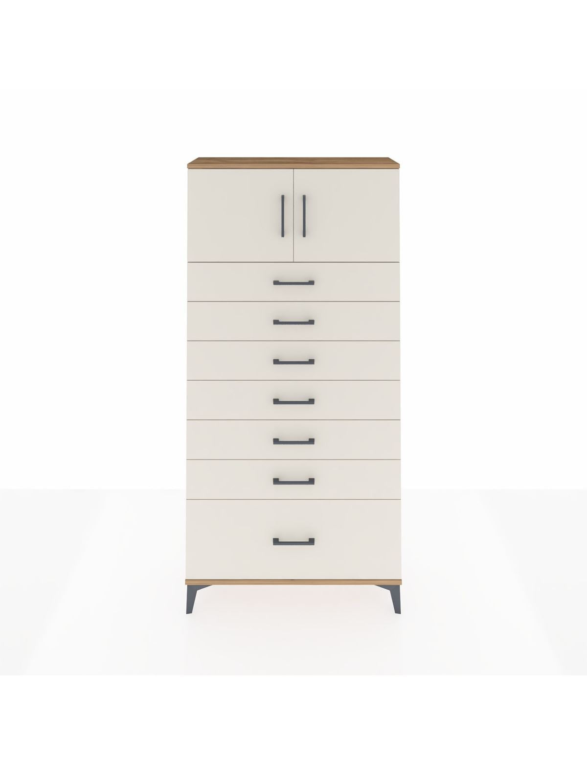 Arges Dolap Tek Raflı 7 Çekmeceli 2 Kapaklı 88x30x182 Çam-Aytaşı