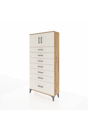 Arges Dolap Tek Raflı 7 Çekmeceli 2 Kapaklı 88x30x182 Çam-Aytaşı