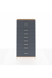 Arges Dolap Tek Raflı 7 Çekmeceli 2 Kapaklı 88x30x182 Çam-Antrasit