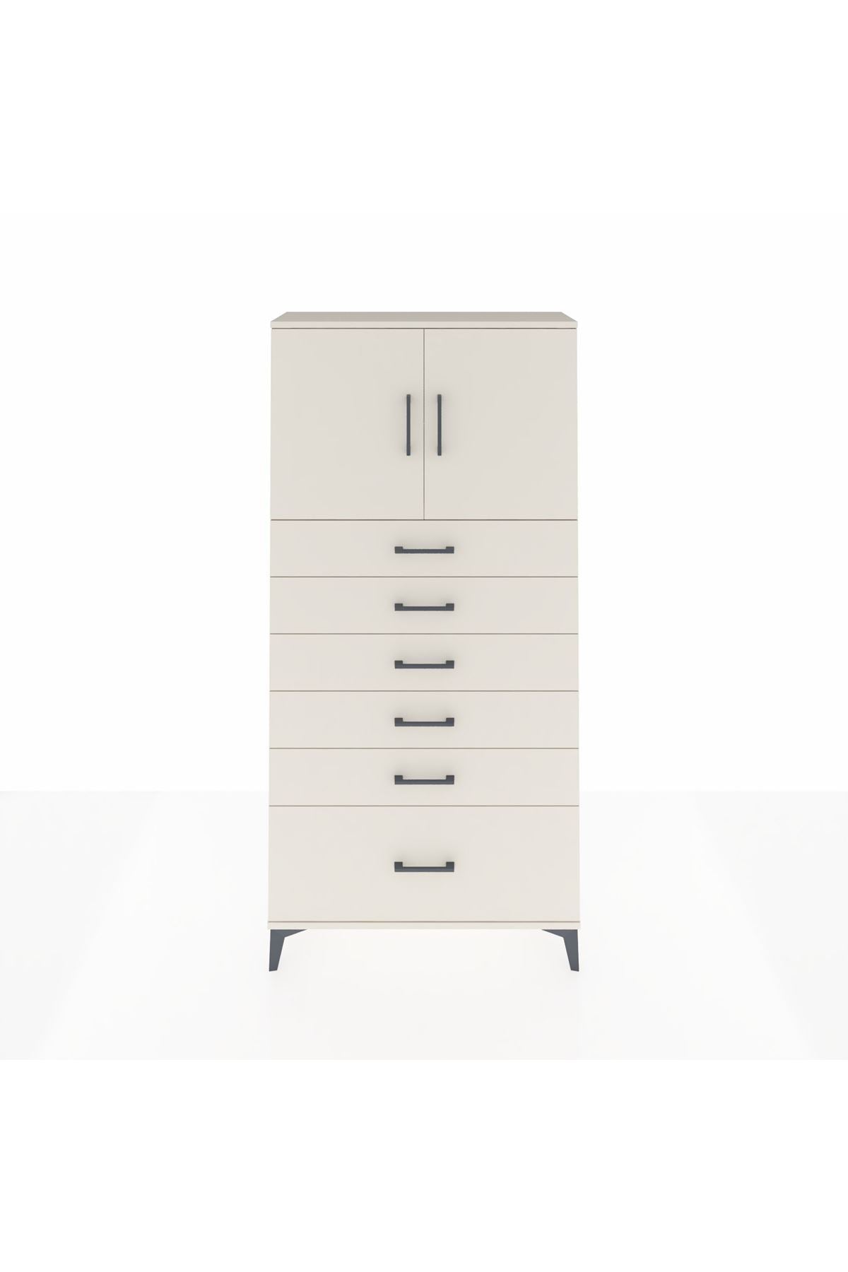 Arges Dolap 2 Raflı 6 Çekmeceli 2 Kapaklı 88x30x182 Aytaşı-Aytaşı