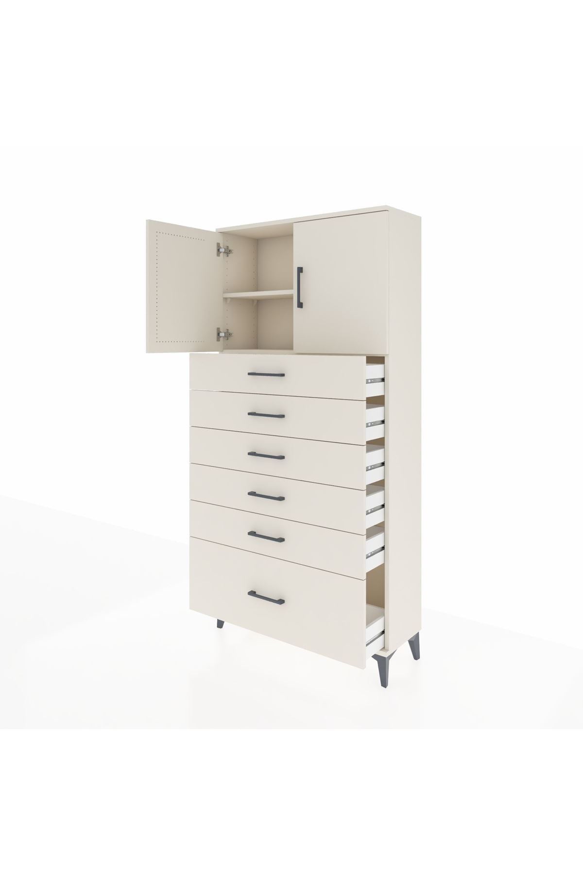 Arges Dolap 2 Raflı 6 Çekmeceli 2 Kapaklı 88x30x182 Aytaşı-Aytaşı