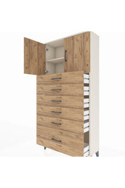 Arges Dolap 2 Raflı 6 Çekmeceli 2 Kapaklı 88x30x182 Aytaşı-Çam