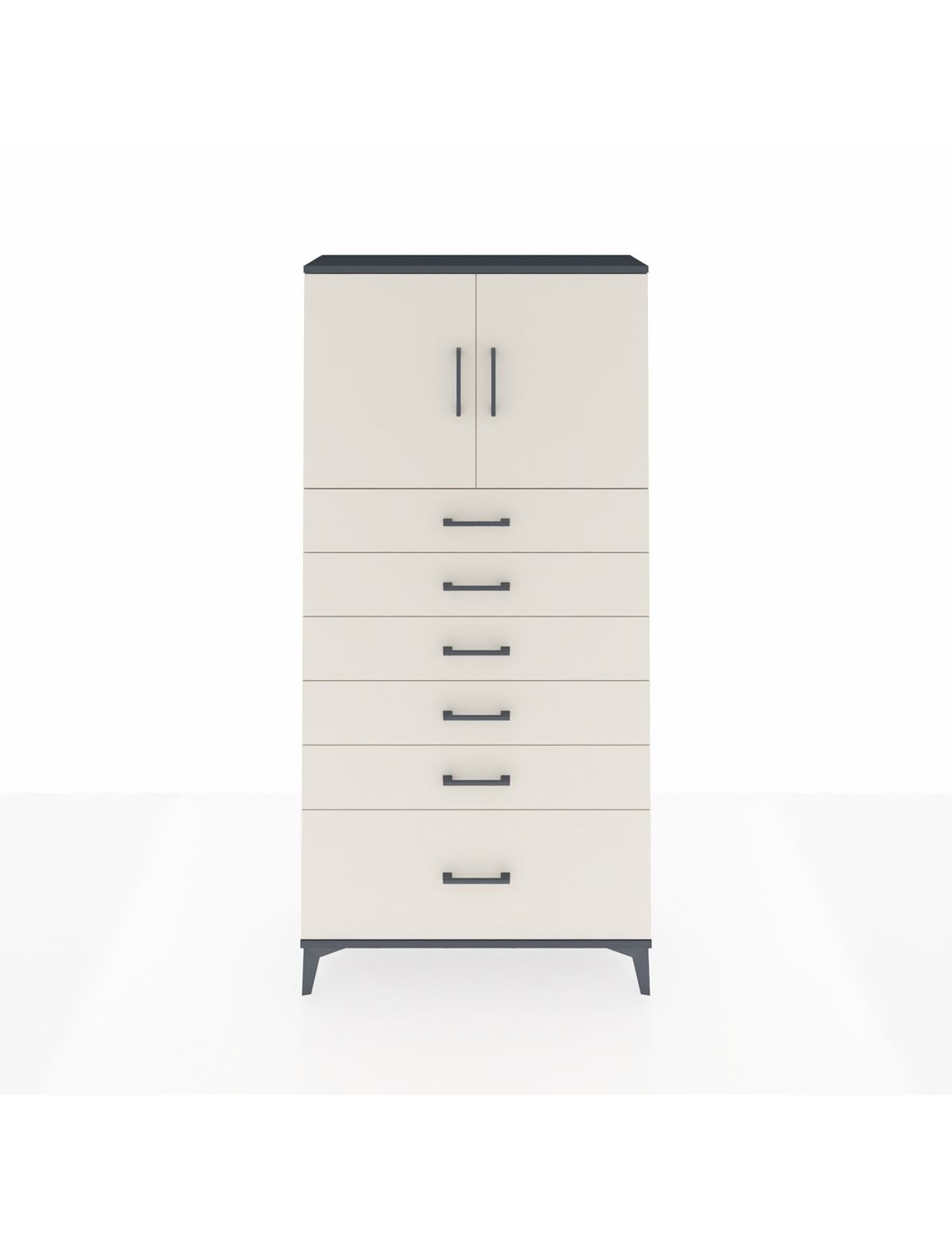 Arges Dolap 2 Raflı 6 Çekmeceli 2 Kapaklı 88x30x182 Antrasit-Aytaşı