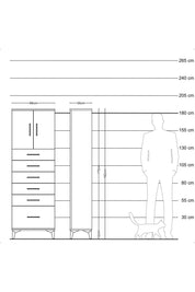 Arges Dolap 2 Raflı 6 Çekmeceli 2 Kapaklı 88x30x182 Aytaşı-Çam