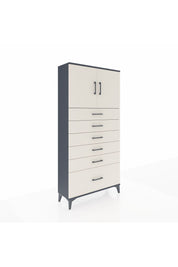 Arges Dolap 2 Raflı 6 Çekmeceli 2 Kapaklı 88x30x182 Antrasit-Aytaşı