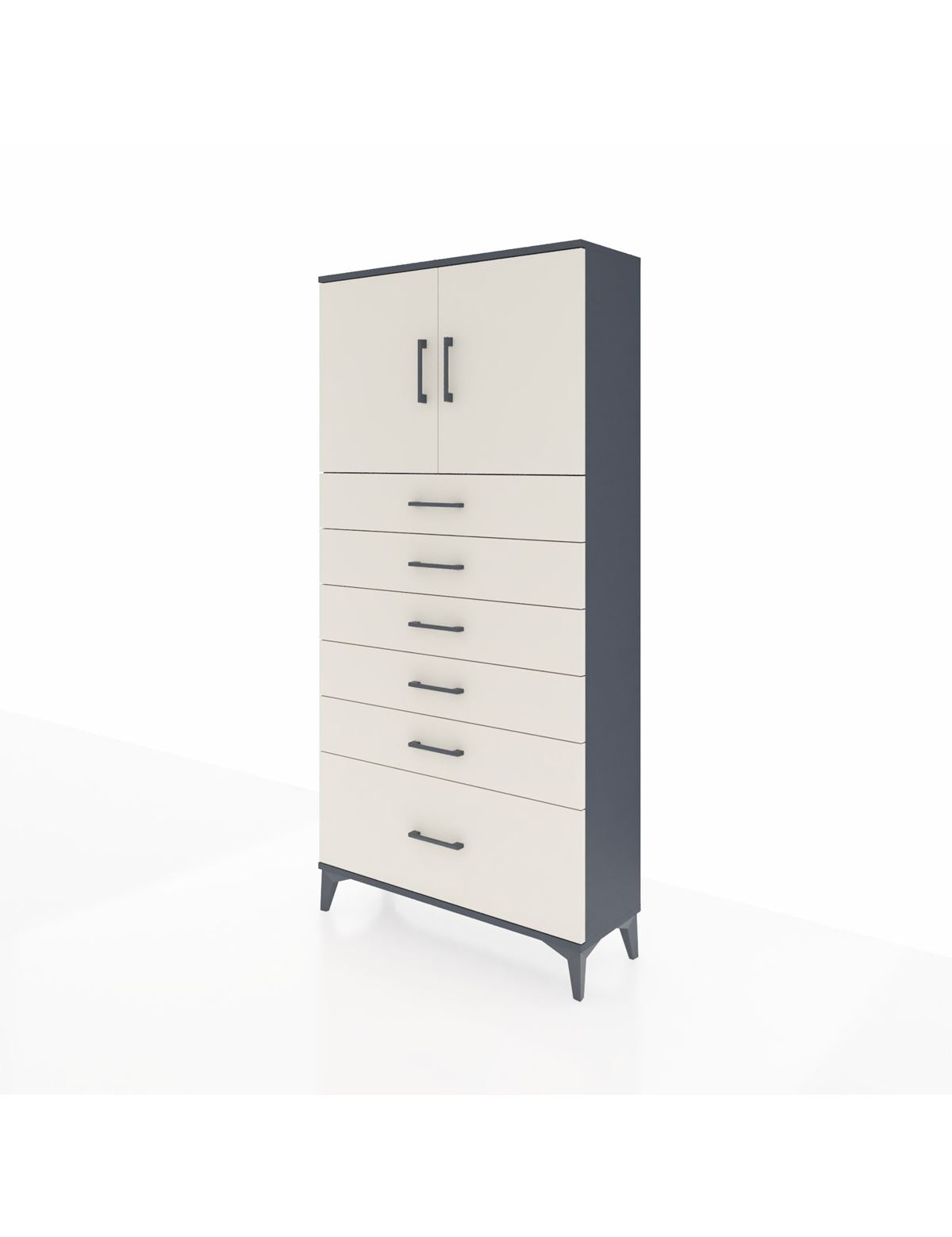 Arges Dolap 2 Raflı 6 Çekmeceli 2 Kapaklı 88x30x182 - S24M011V4A