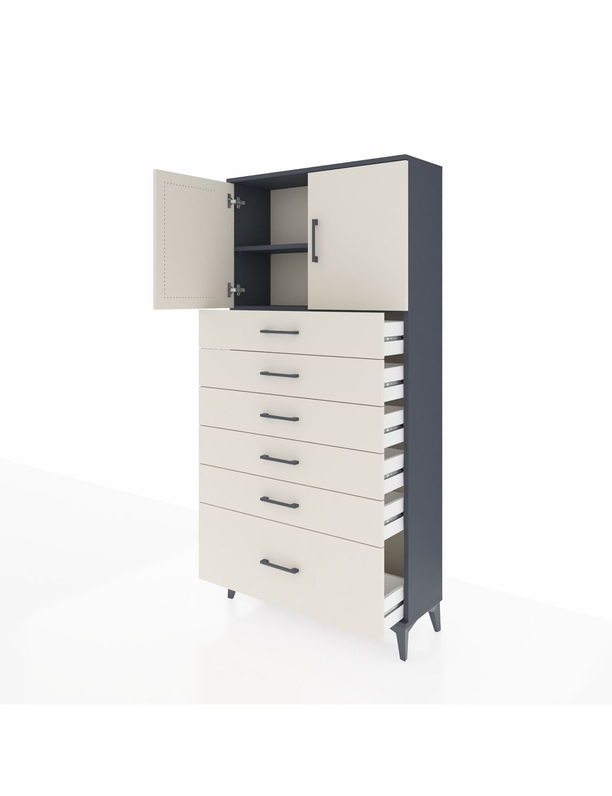 Arges Dolap 2 Raflı 6 Çekmeceli 2 Kapaklı 88x30x182 - S24M011V4A