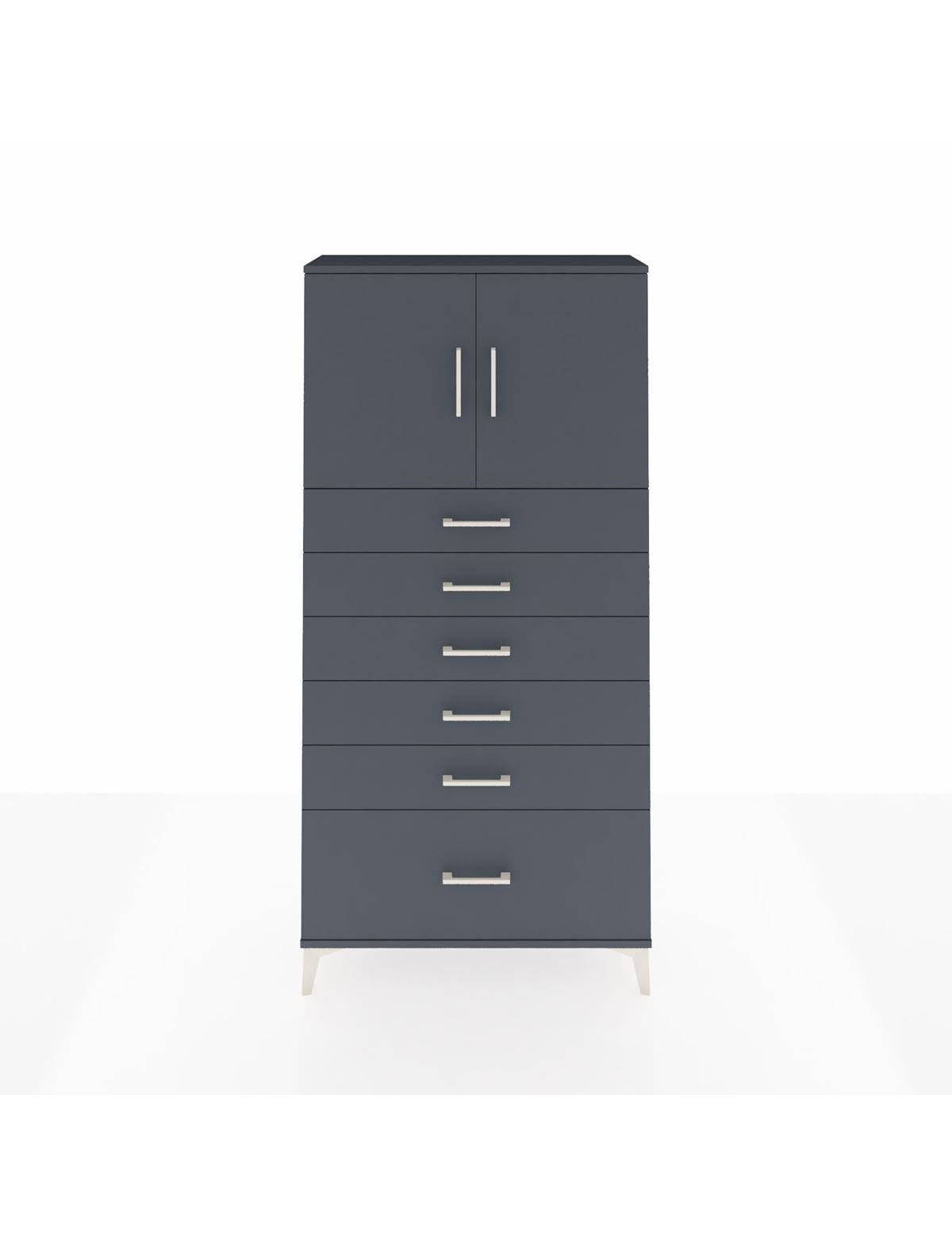 Arges Dolap 2 Raflı 6 Çekmeceli 2 Kapaklı 88x30x182 Antrasit-Antrasit