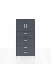 Arges Dolap 2 Raflı 6 Çekmeceli 2 Kapaklı 88x30x182 Antrasit-Antrasit