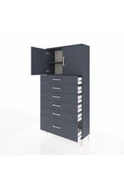 Arges Dolap 2 Raflı 6 Çekmeceli 2 Kapaklı 88x30x182 Antrasit-Antrasit