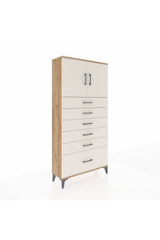 Arges Dolap 2 Raflı 6 Çekmeceli 2 Kapaklı 88x30x182 Çam-Aytaşı