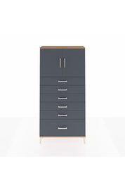 Arges Dolap 2 Raflı 6 Çekmeceli 2 Kapaklı 88x30x182 Çam-Antrasit