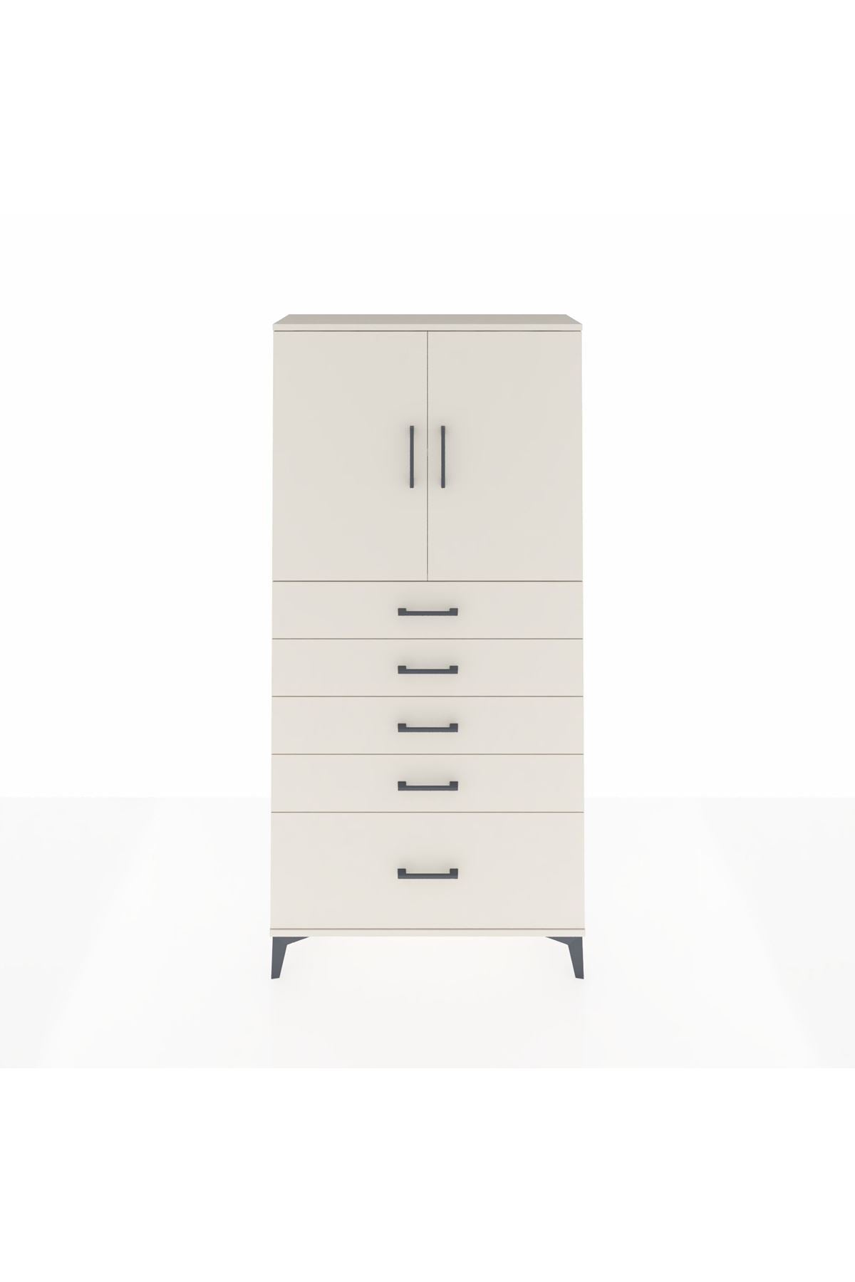 Arges Dolap 2 Raflı 5 Çekmeceli 2 Kapaklı 88x30x182 Aytaşı-Aytaşı