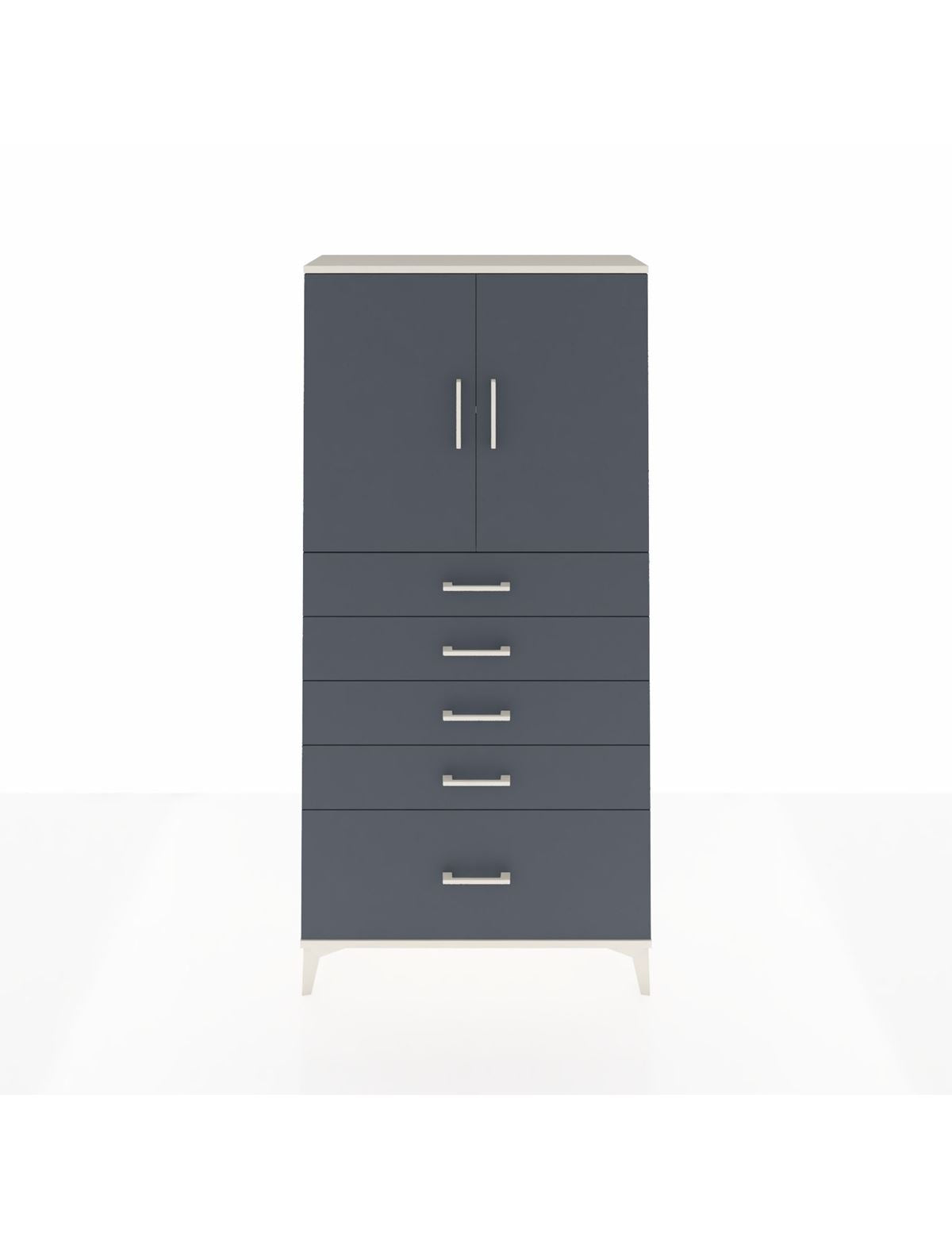 Arges Dolap 2 Raflı 5 Çekmeceli 2 Kapaklı 88x30x182 Aytaşı-Antrasit