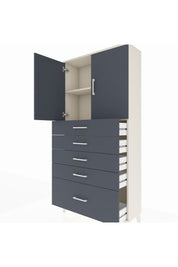 Arges Dolap 2 Raflı 5 Çekmeceli 2 Kapaklı 88x30x182 Aytaşı-Antrasit