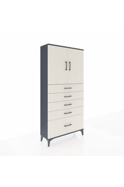 Arges Dolap 2 Raflı 5 Çekmeceli 2 Kapaklı 88x30x182 Antrasit-Aytaşı