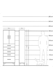 Arges Dolap 2 Raflı 5 Çekmeceli 2 Kapaklı 88x30x182 Antrasit-Antrasit