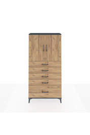 Arges Dolap 2 Raflı 5 Çekmeceli 2 Kapaklı 88x30x182 Antrasit-Çam