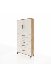 Arges Dolap 2 Raflı 5 Çekmeceli 2 Kapaklı 88x30x182 Çam-Aytaşı