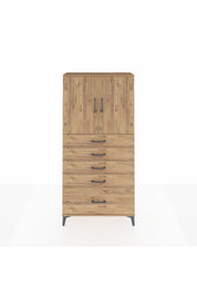 Arges Dolap 2 Raflı 5 Çekmeceli 2 Kapaklı 88x30x182 Çam-Çam