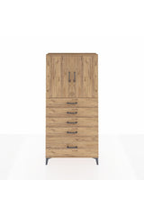 Arges Dolap 2 Raflı 5 Çekmeceli 2 Kapaklı 88x30x182