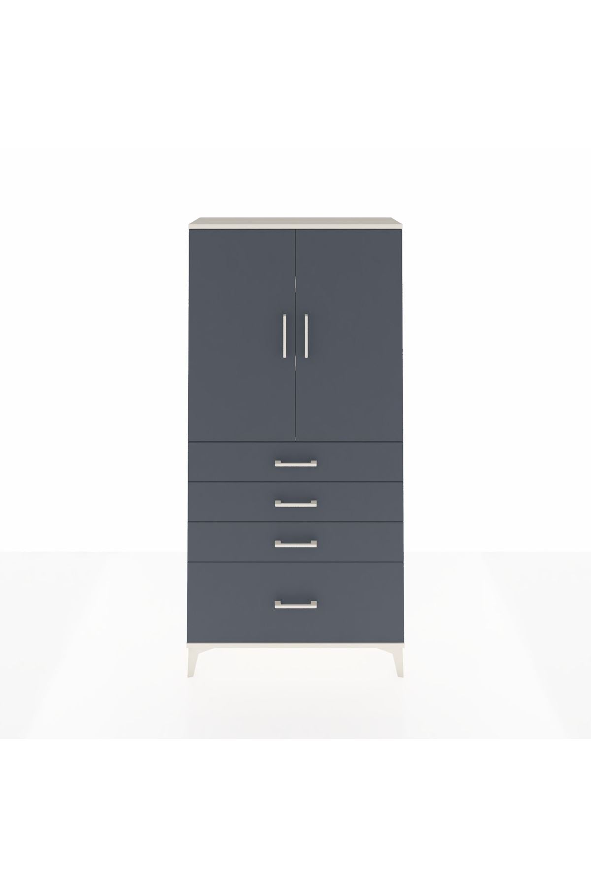 Arges Dolap 3 Raflı 4 Çekmeceli 2 Kapaklı 88x30x182 Aytaşı-Antrasit