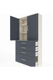 Arges Dolap 3 Raflı 4 Çekmeceli 2 Kapaklı 88x30x182 Aytaşı-Antrasit