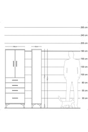 Arges Dolap 3 Raflı 4 Çekmeceli 2 Kapaklı 88x30x182 Aytaşı-Çam