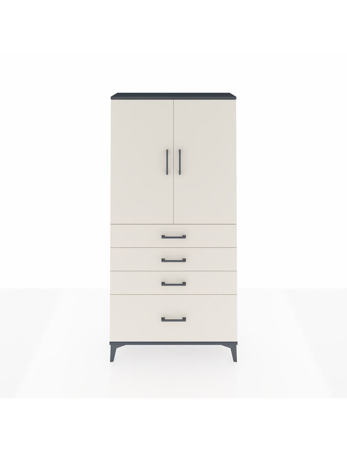 Arges Dolap 3 Raflı 4 Çekmeceli 2 Kapaklı 88x30x182 Antrasit-Aytaşı