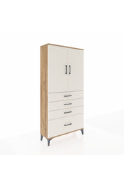 Arges Dolap 3 Raflı 4 Çekmeceli 2 Kapaklı 88x30x182 Çam-Aytaşı