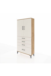 Arges Dolap 3 Raflı 4 Çekmeceli 2 Kapaklı 88x30x182 Çam-Aytaşı