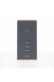 Arges Dolap 3 Raflı 4 Çekmeceli 2 Kapaklı 88x30x182 Çam-Antrasit