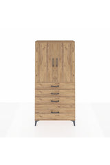 Arges Dolap 3 Raflı 4 Çekmeceli 2 Kapaklı 88x30x182