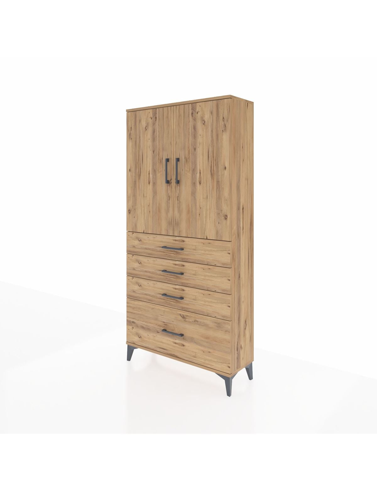 Arges Dolap 3 Raflı 4 Çekmeceli 2 Kapaklı 88x30x182 - S24M013V9A