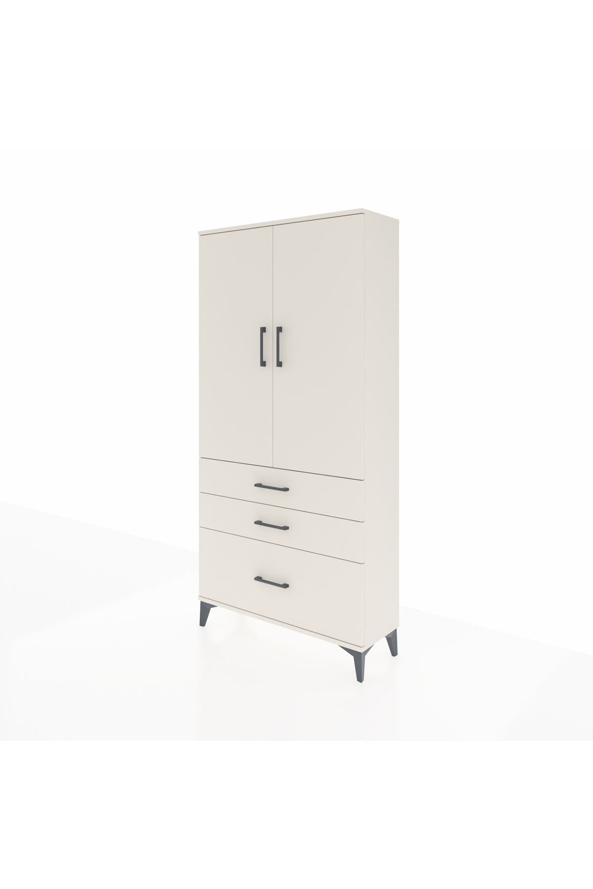 Arges Dolap 3 Raflı 3 Çekmeceli 2 Kapaklı 88x30x182 - S24M014V1A
